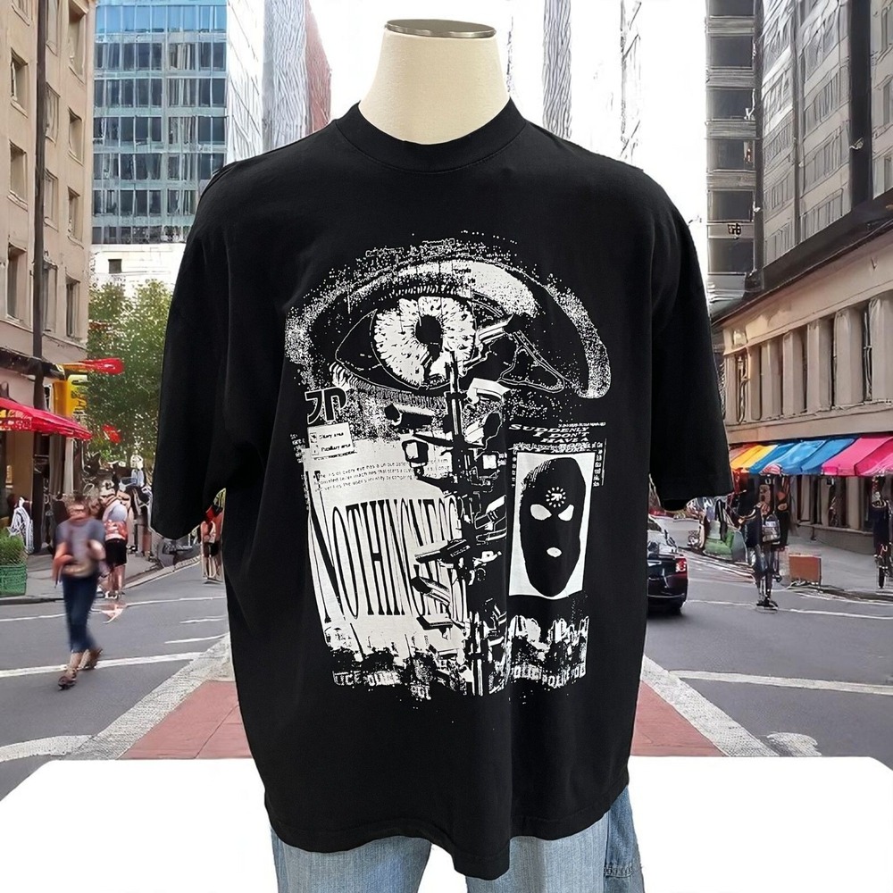 Gothic Streetwear Graphic Tee Eye‎ Print Black Shirt Lay Down My Life 2XL